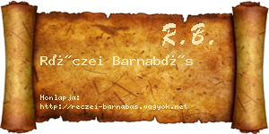 Réczei Barnabás névjegykártya